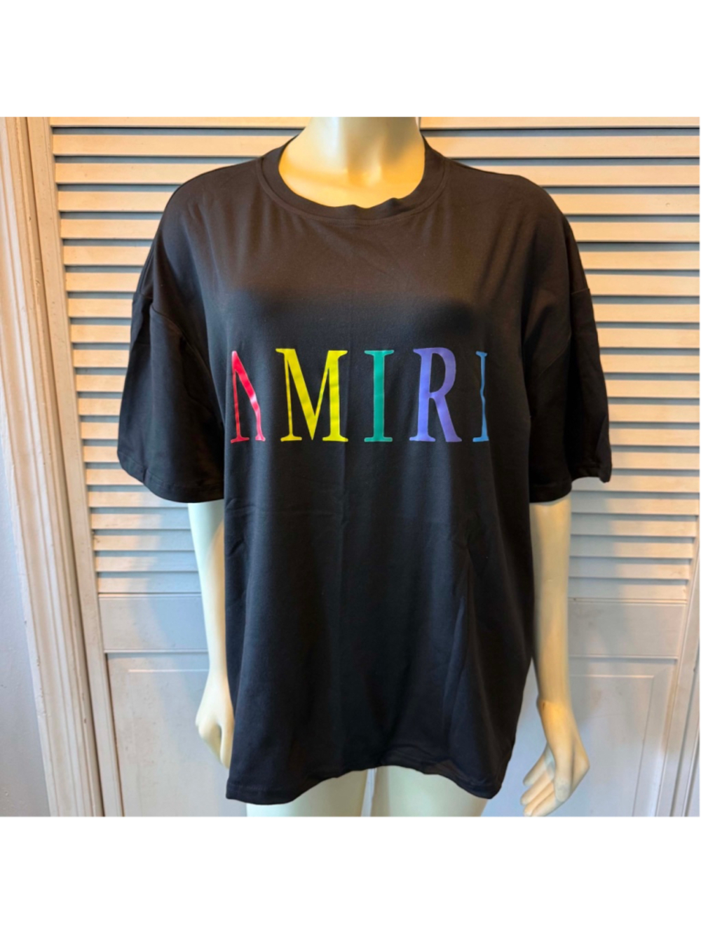 Men's AMIRI Black Multicolor Logo Short Sleeve Tee 5XL